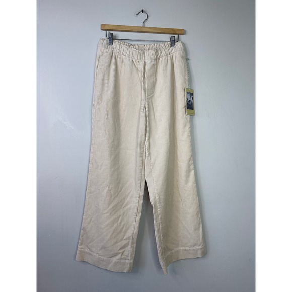 NWT Birds of Paradis by Trovata Women's Elastic Waist Straight Leona Pant Oat - Picture 2 of 7